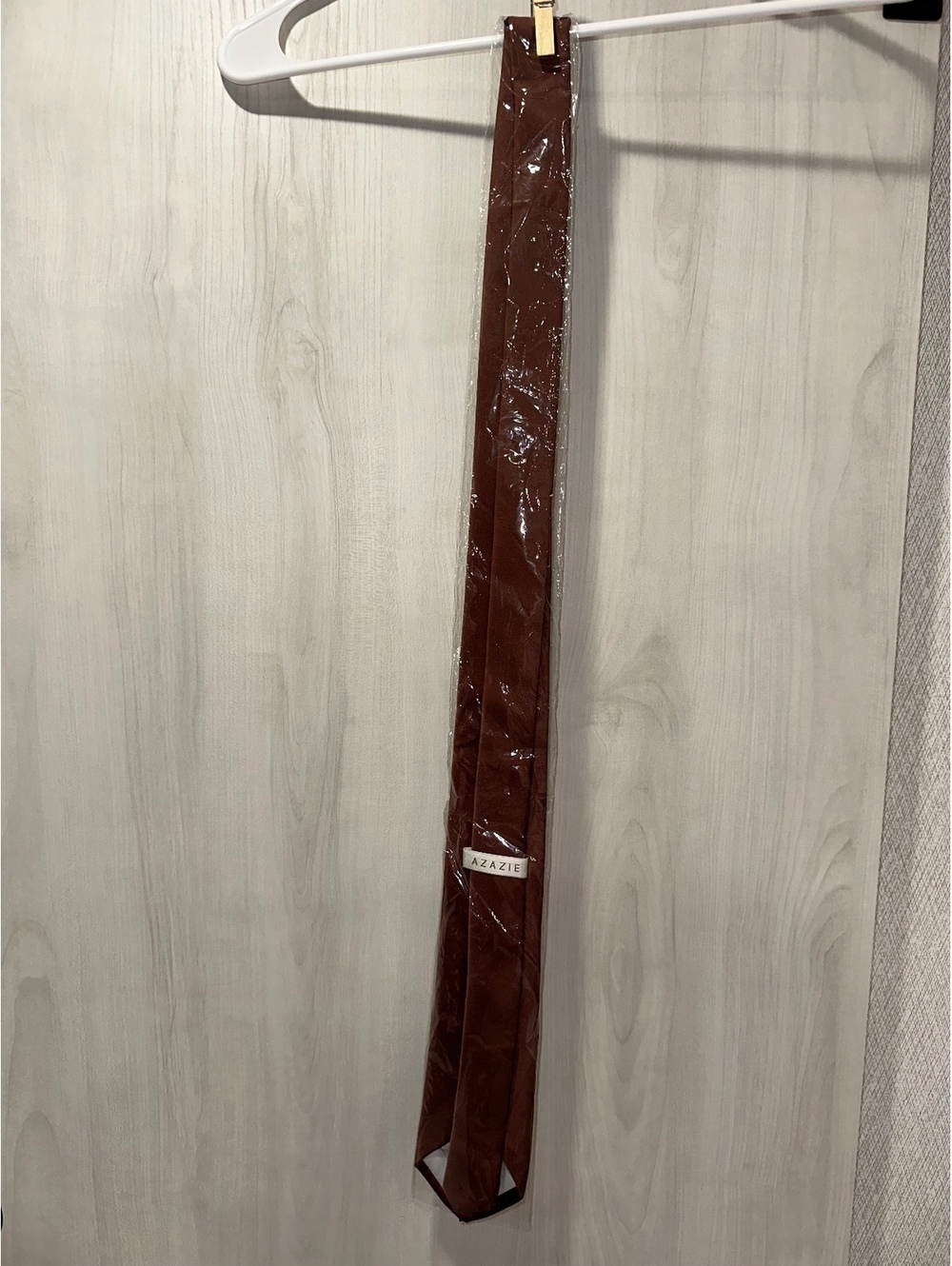 Stretch Satin Wide Tie in Brown, 58-inch Length